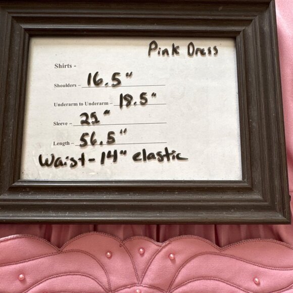 Vintage Maxi Dress Pink V Neck Sheer Sleeves Elastic Waist Embellished Waistband - Picture 5 of 5